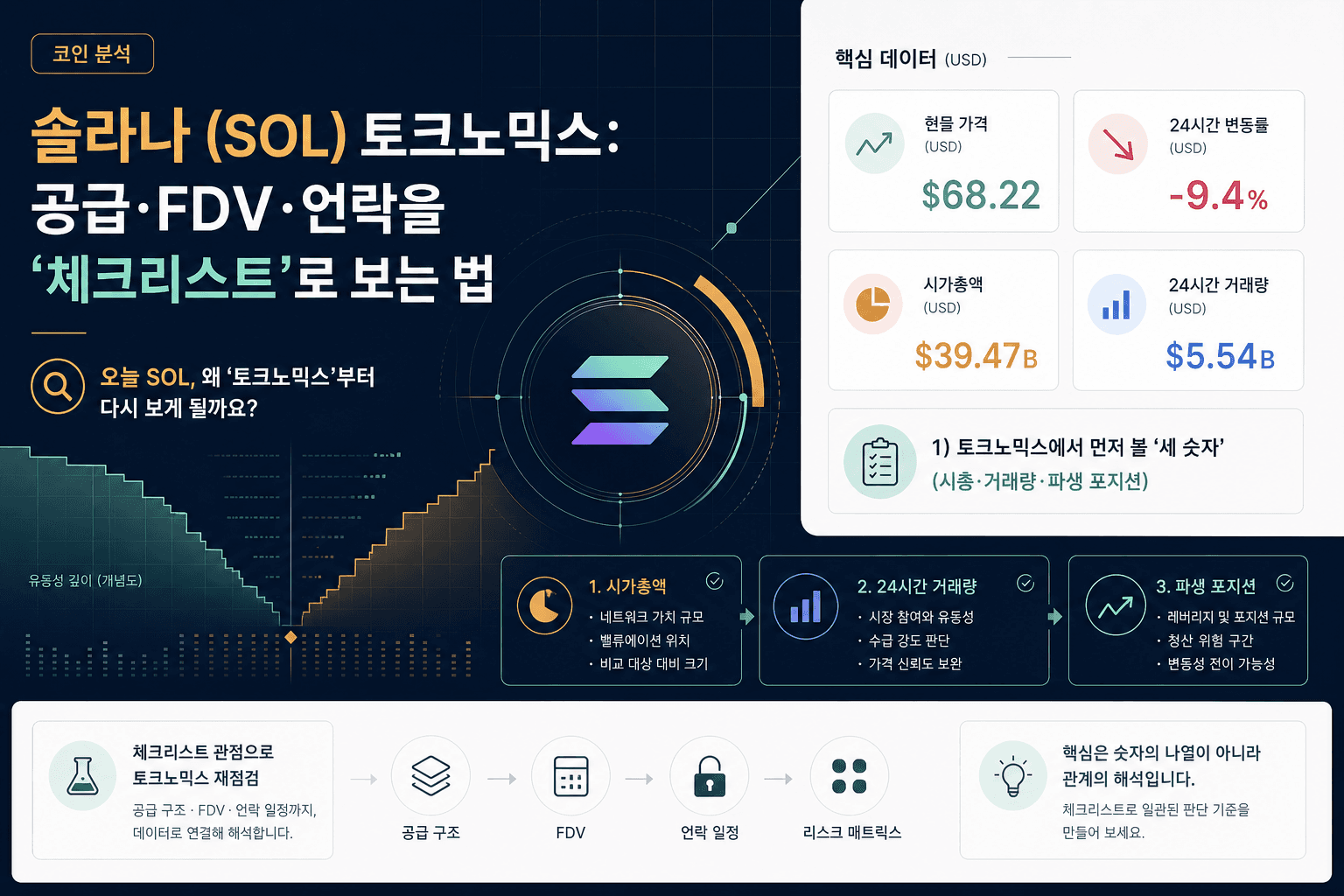 솔라나 (SOL) 토크노믹스: 공급·FDV·언락을 ‘체크리스트’로 보는 법 research visual