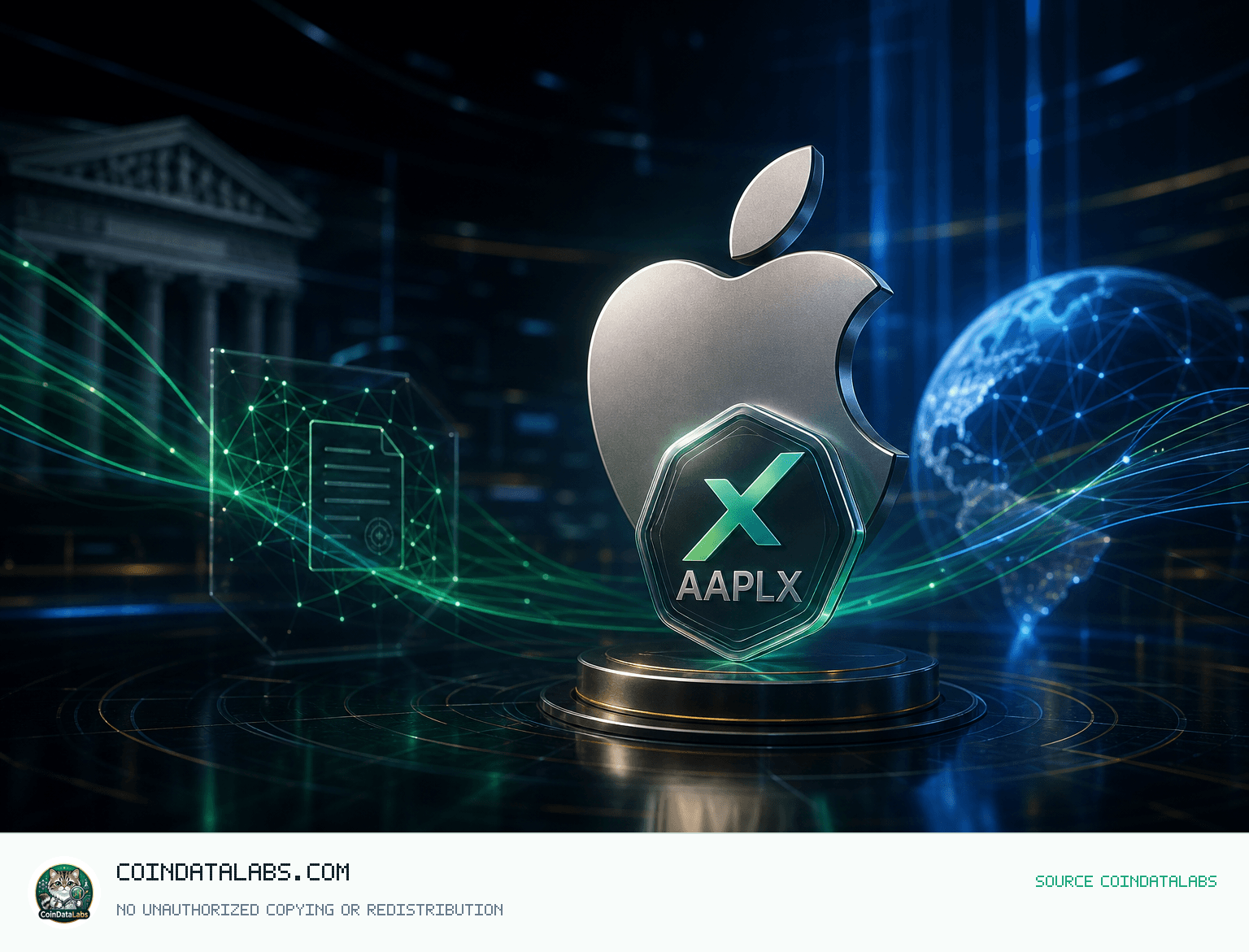 Apple tokenized stock (xStock) (AAPLX) 애플 토큰화 주식(AAPLX), 24시간 약세 뒤 거래량 804만달러 news cover illustration