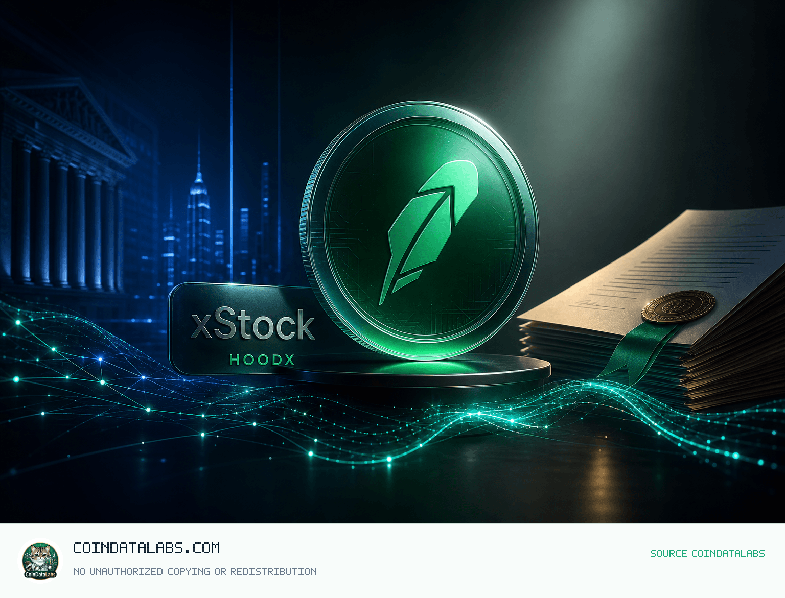 Robinhood tokenized stock (xStock) (HOODX) , 24시간 약세 속 거래량 860만 달러대 유지 news cover illustration