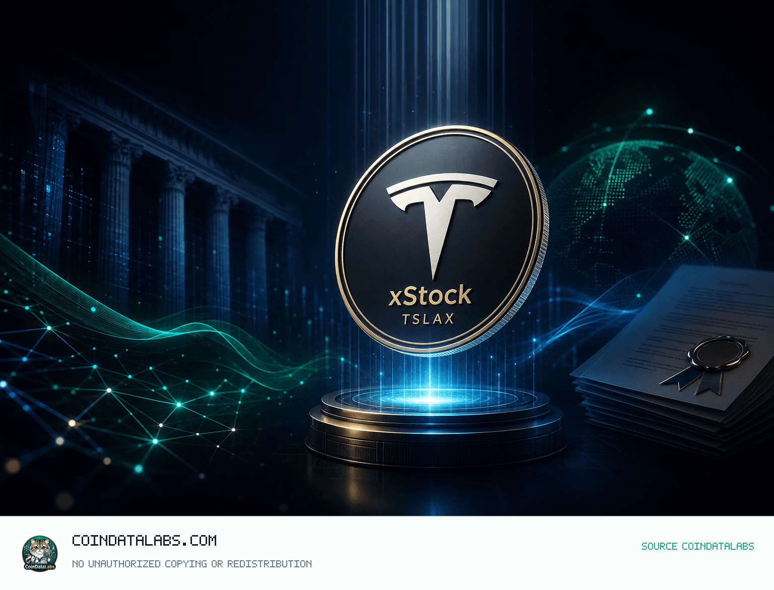 Tesla tokenized stock (xStock) (TSLAX) 테슬라 토큰화 주식(xStock) TSLAX, 24시간 약세 속 거래대금 확대 news cover illustration